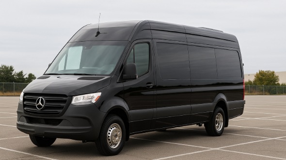 Exterior of Charter Bus Company Janesville's 14 Passenger Sprinter Limousine in Janesville
