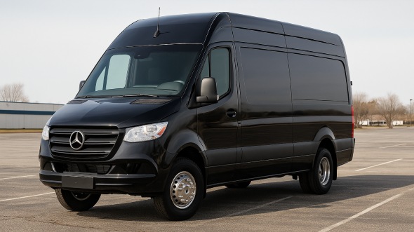 Exterior of Charter Bus Company Kenosha's 14 Passenger Sprinter Limousine in Kenosha