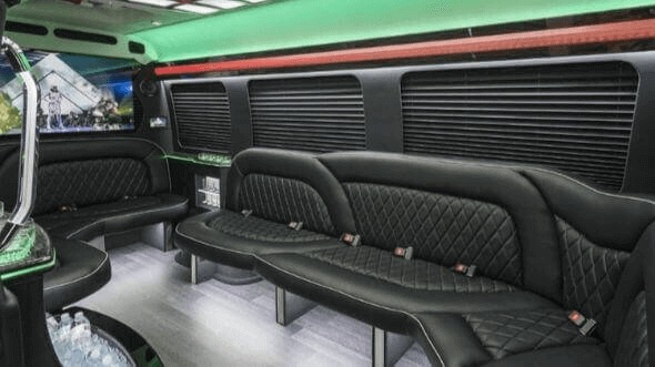 Interior of Charter Bus Company Kenosha's 15 Passenger Party Bus in Kenosha