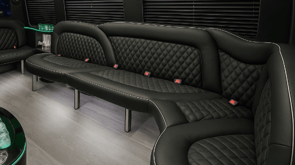 Interior of Charter Bus Company Racine's 15 Passenger Party Bus in Racine