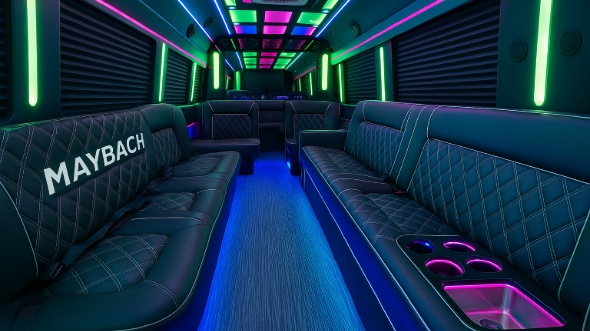 Interior of Charter Bus Company Kenosha's 25 Passenger Party Bus in Kenosha
