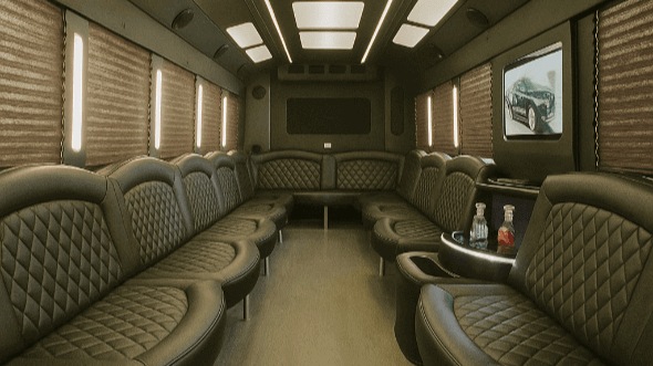 Interior of Charter Bus Company Rockford's 25 Passenger Party Bus in Rockford
