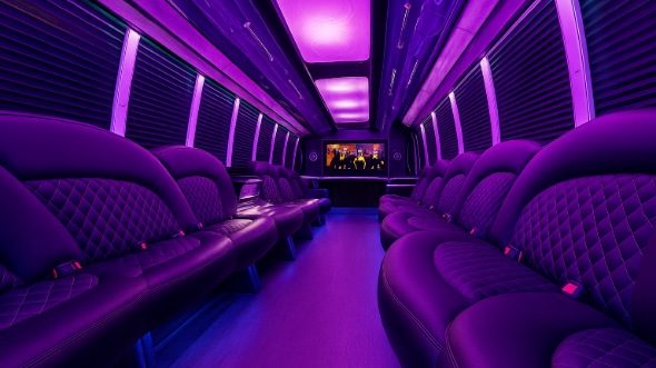 Interior of Charter Bus Company Janesville's 28 Passenger Party Bus in Janesville