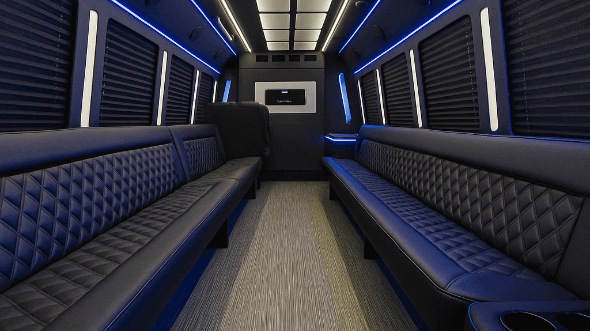 Interior of Charter Bus Company Rockford's 28 Passenger Party Bus in Rockford