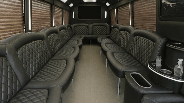 Interior of Charter Bus Company Waukesha's 28 Passenger Party Bus in Waukesha