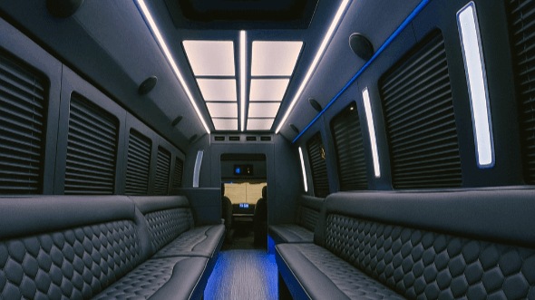 Interior of Charter Bus Company Waukesha's 40 Passenger Party Bus in Waukesha