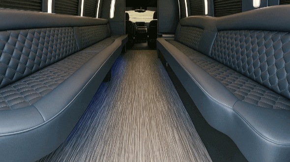 Interior of Charter Bus Company Elgin's 50 Passenger Party Bus in Elgin