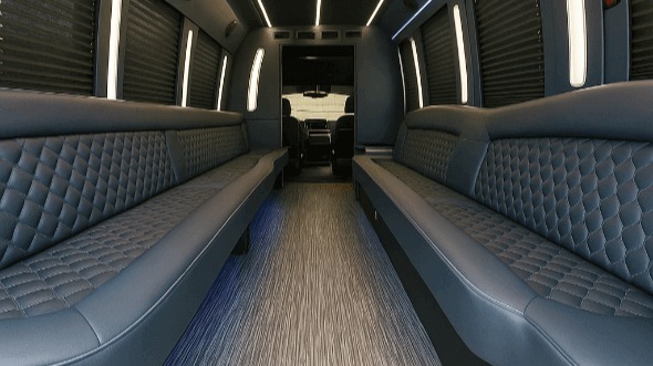 Interior of Charter Bus Company Waukesha's 50 Passenger Party Bus in Waukesha